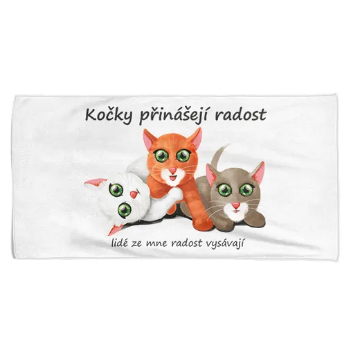 Osuška Kočky přinášejí radost (Velikost osušky: 70x140cm)