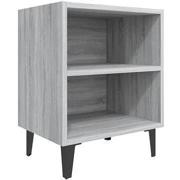 SHUMEE Noční stolek s kovovými nohami šedý sonoma 40 × 30 × 50 cm, 813106 (813106)