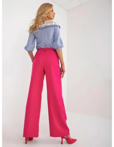 Dámské kalhoty se širokými švy MONA tmavě růžové