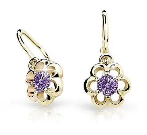 Cutie Jewellery Zlaté dětské náušnice C1947-10-X-1 fialová