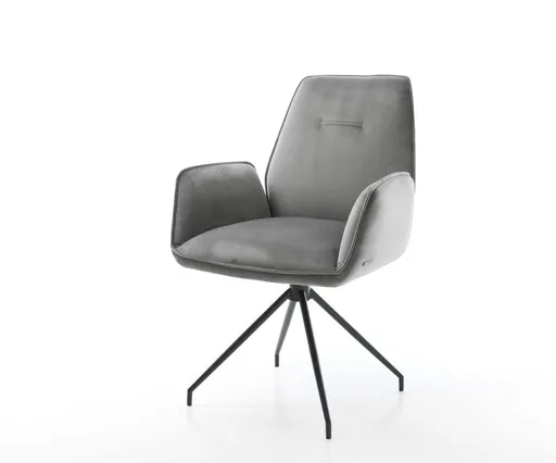 Otočná židle Zoa-Flex šedá samet křížová podstavec zúžená černá