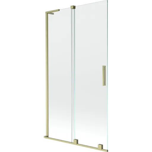 MEXEN/S Velar L dvoukřídlá posuvná vanová zástěna 100 x 150, transparent, zlatá kartáčovaná 896-100-003-01-55