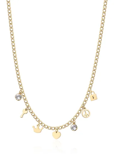 S'Agapõ Slušivý pozlacený náhrdelník s přívěsky Message SSG05