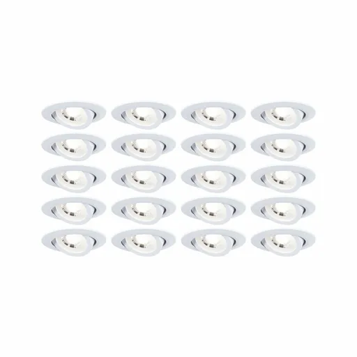 PAULMANN LED vestavné svítidlo 20ks-sada výklopné kruhové 82mm 70° 20x4,8W 230V 3000K bílá mat