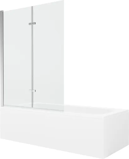 MEXEN/S Vega obdélníková vana 180 x 80 cm s panelem + vanová zástěna 120, transparent, chrom 550118080X9212020100