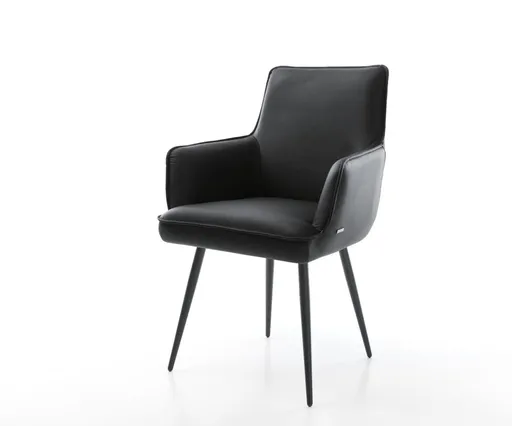 Jídelní židle Heira-Flex podnož zúžená kovová černá pravá kůže