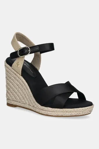 Sandály Tommy Hilfiger SATIN HIGH WEDGE ESPADRILLE