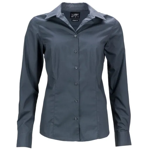 James & Nicholson (Daiber) Dámská košile s dlouhým rukávem JN641 - Tmavě šedá | L