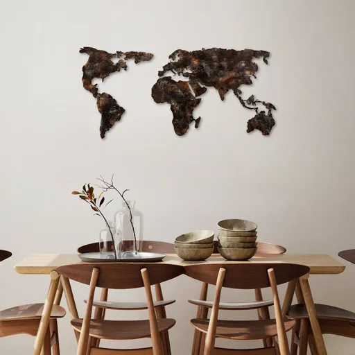 Dekorativní kovový doplněk na zeď World Map 25