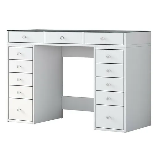 Kosmetický stůl Grace White se skleněnou deskou