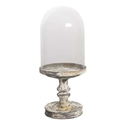 Dekorativní podnos na noze se skleněným krytem - Ø 21*49 cm 6GL3011L