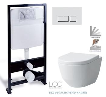 PRIM předstěnový instalační systém s chromovým matným tlačítkem  20/0040 + WC LAUFEN PRO LCC RIMLESS  + SEDÁTKO PRIM_20/0026 40 LP2