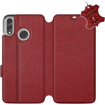 Flip pouzdro na mobil Honor 8X - Tmavě červené - kožené -   Dark Red Leather (5903226516537)