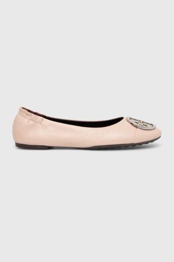 Kožené baleríny Tory Burch Claire Cap-Toe Ballet béžová barva, 156309.650