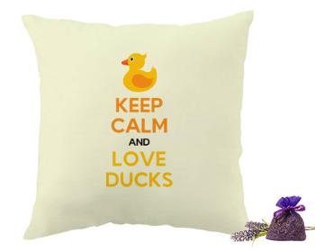 Levandulový polštář Keep calm and love ducks