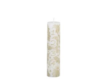 Bílo-zlatá adventní svíčka s čísly 1- 4 Advent Candle - Ø 5*20cm / 48h 71097101