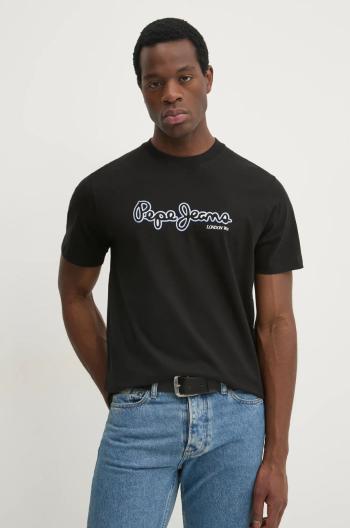 Bavlněné tričko Pepe Jeans DORIAN TEE černá barva, s potiskem, PM509721