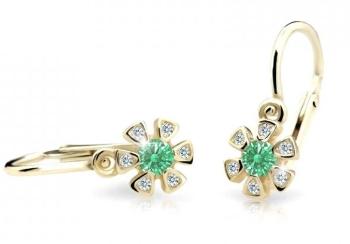 Cutie Jewellery Zlaté dětské náušnice C2156-10-X-1 zelená