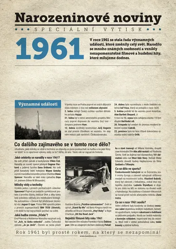 Narozeninové noviny 1961 s vlastní fotografií a textem, S fotografií a textem