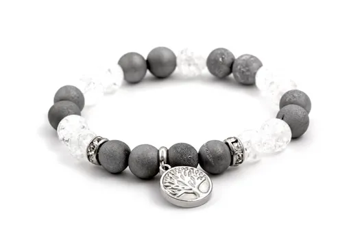 Agato Korálkový náramek z achátu a křišťálu MINK76/17