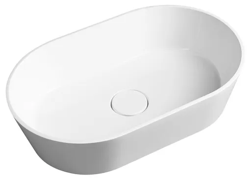 SAPHO GERANO umyvadlo na desku, litý mramor, 60x38cm, kryt výpusti, bílá GN600