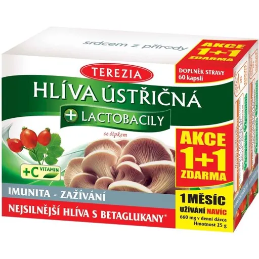 TEREZIA HLÍVA + LACTOBACILY 60 CAPS+60 AKCE 1+1 Doplněk stravy, , velikost