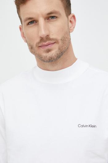 Tričko s dlouhým rukávem Calvin Klein bílá barva