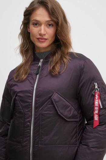 Bunda Alpha Industries dámská, fialová barva, zimní, oversize, 148004