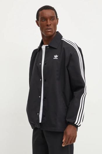 Bunda adidas Originals Mesh Coach pánská, černá barva, přechodná, oversize, IZ1831