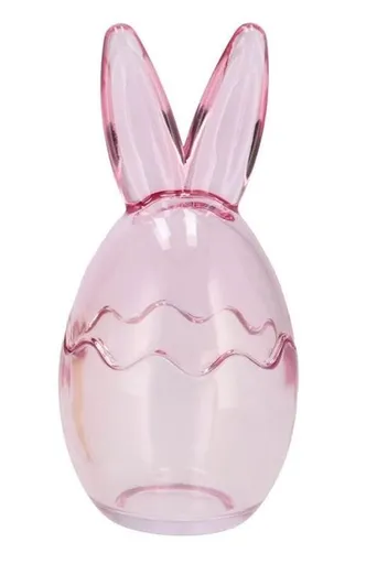 Pastelová růžová skleněná dóza vajíčko s oušky Rabbi - Ø 8*17 cm 823251_růžová