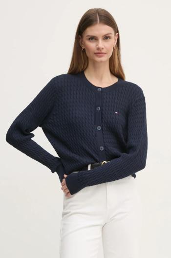 Bavlněný kardigan Tommy Hilfiger tmavomodrá barva, lehký, WW0WW43329