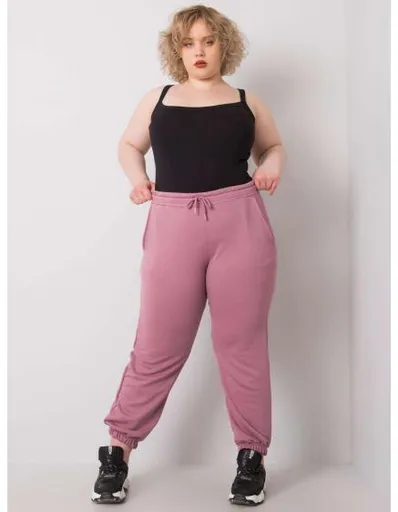 Dámské tepláky bavlněné plus size AINHOA špinavě růžové