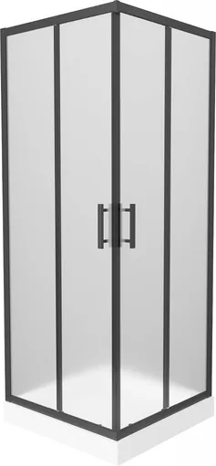 MEXEN/S Rio sprchový kout čtverec 80 x 80, dekor, černý + vanička Rio včetně výpustě 860-080-080-70-30-4510