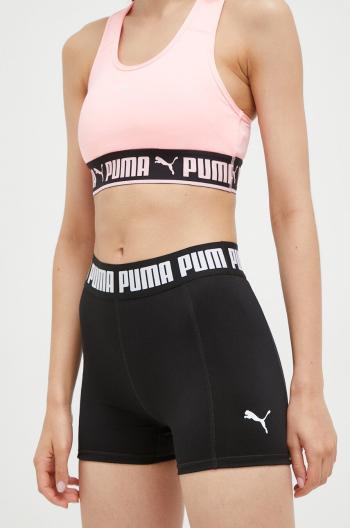 Tréninkové šortky Puma Strong černá barva, s potiskem, high waist, 521651