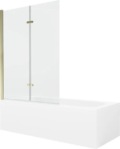 MEXEN/S Vega obdélníková vana 180 x 80 cm s panelem + vanová zástěna 120, transparent, zlatá 550118080X9212025000