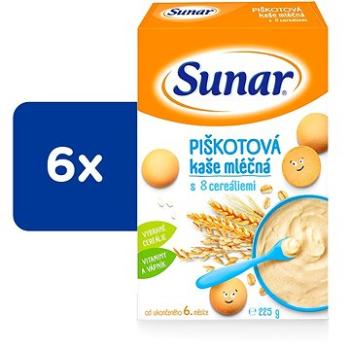 Sunar piškotová mléčná kaše s 8 cereáliemi 6× 225 g (8592084409739)