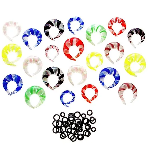 Expandr do ucha s gumičkou - zkroucené volí růžky - Tloušťka piercingu: 10 mm, Barva: Bílá