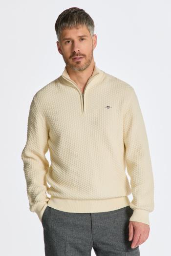 SVETR GANT COTTON TEXTURE HALFZIP CREAM