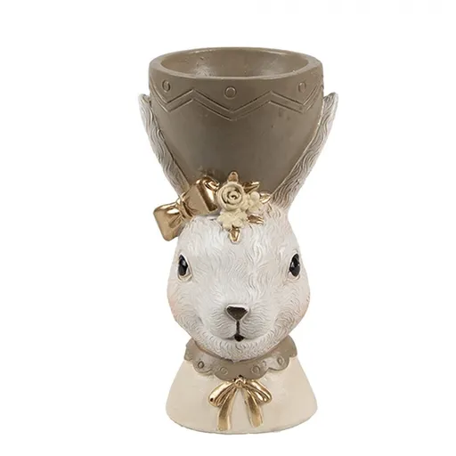 Béžový stojánek na vajíčko králičice s mašlí Egg Cup - 7*7*12 cm 6PR4402