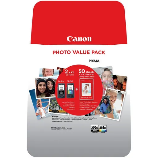 MultiPack CANON PG-560-XL - originální cartridge, černá + barevná, 400/300 multipack