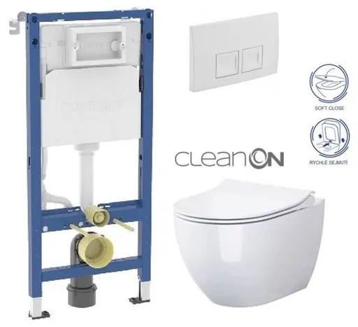 GEBERIT DuofixBasic s bílým tlačítkem DELTA50 + WC CERSANIT ZEN CLEANON + SEDÁTKO 458.103.00.2 50BI HA1
