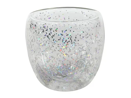 HIT Sklenice s dvojitým sklem 250ml stříbrné konfety