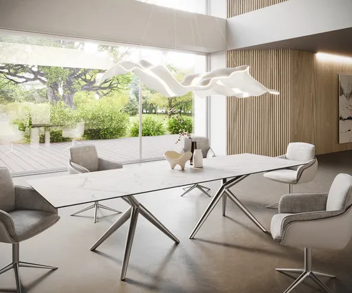 Jídelní stůl Edge 300x100 Keramický Laminam®Statuarietto Bílý