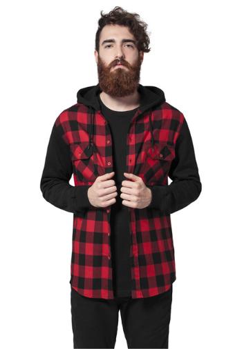 Urban Classics Hooded Checked Flanell Sweat Sleeve Shirt blk/red/bl - XXL