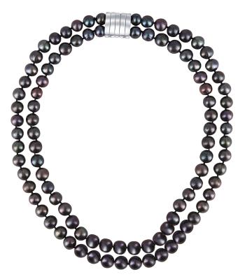 JwL Luxury Pearls Dvojitý/dvouřadý náhrdelník z pravých tmavých perel JL0657