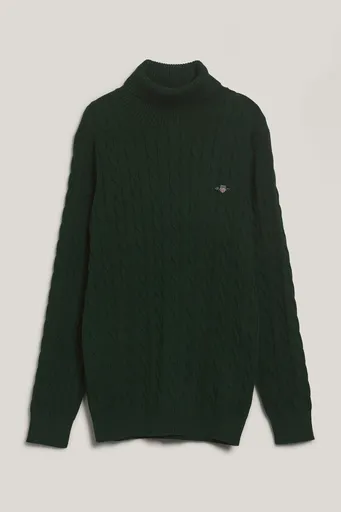 ROLÁK GANT COTTON CABLE TURTLE NECK TARTAN GREEN