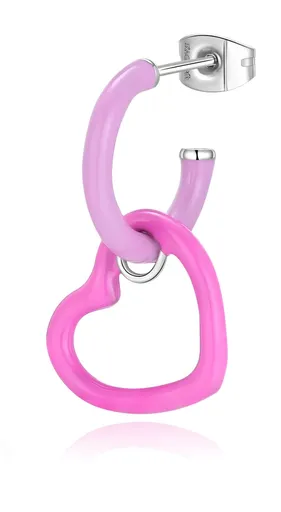 S'Agapõ Ocelová single náušnice 2v1 Srdíčko Vibes SVB48