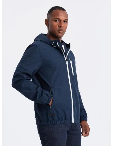 Pánská lehká sportovní bunda s fleecovou podšívkou tmavě modrá