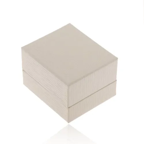 Smetanově bílá dárková krabička na náušnice - rýhovaný povrch