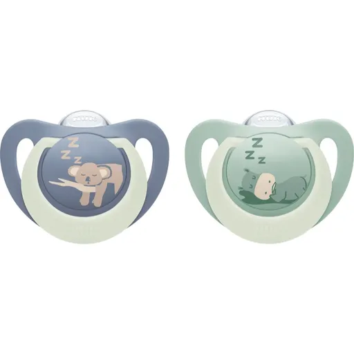 NUK First Choice Night 0-6m dudlík Hippo/Koala 2 ks